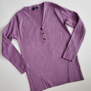 Light Purple Ribbed Knit buttoned sweater